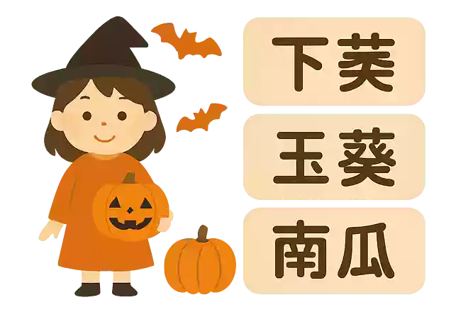 ハロウィンに欠かせないかぼちゃの漢字はどれでしょう?