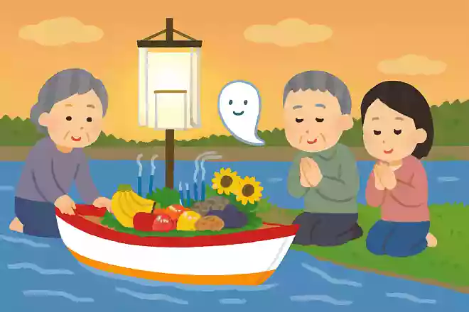 主に長崎県や佐賀県で行われる、先祖の霊とお盆のお供え物を船に乗せて川に流す行事を何というでしょうか?