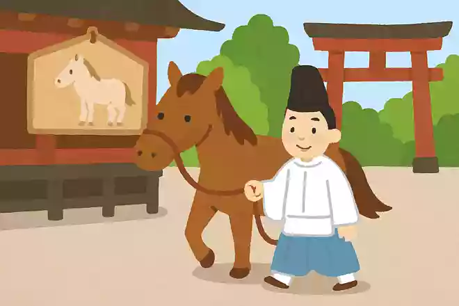 昔は絵馬ではなく生きた馬を奉納していた