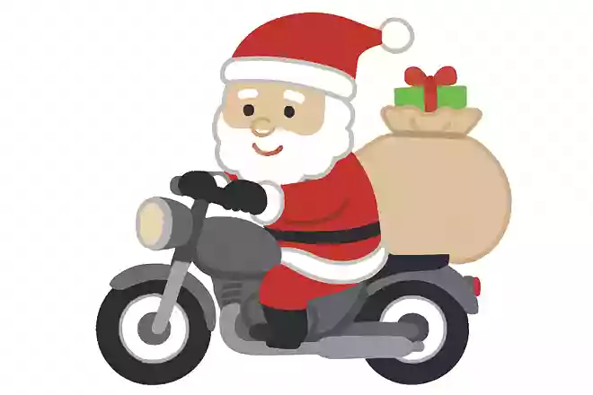サンタクロースはプレゼントをとどけるとき、バイクにのってやってくる。〇か×か?