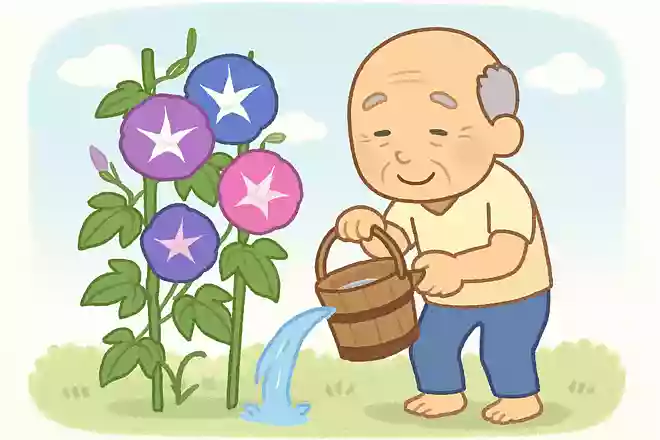 朝顔に つるべとられて もらい水