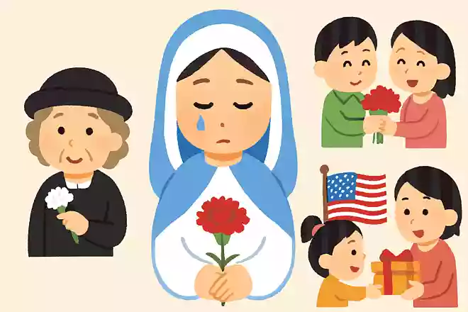 カーネーションは聖母マリアの涙が落ちた場所から生まれたという伝説がある