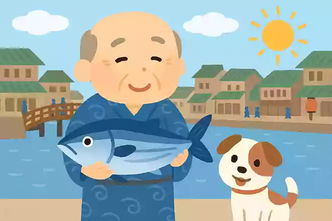 大江戸や 犬もありつ 初鰹
