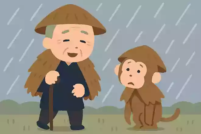 初時雨 猿も小蓑を 欲しげなり