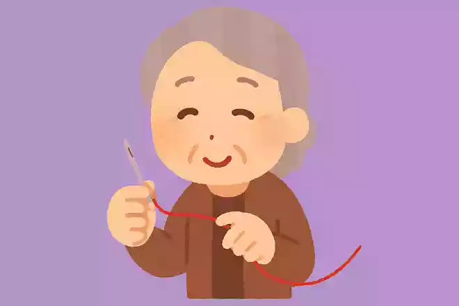 針に糸を通しやすくなる、背景の色は何色でしょうか?
