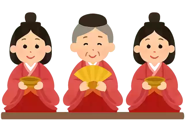 三人官女は1人だけ他の2人とは違うところがあります。何でしょうか?