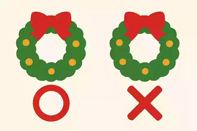クリスマスリースを飾る理由は、飾るとかわいいからである。○か×か。