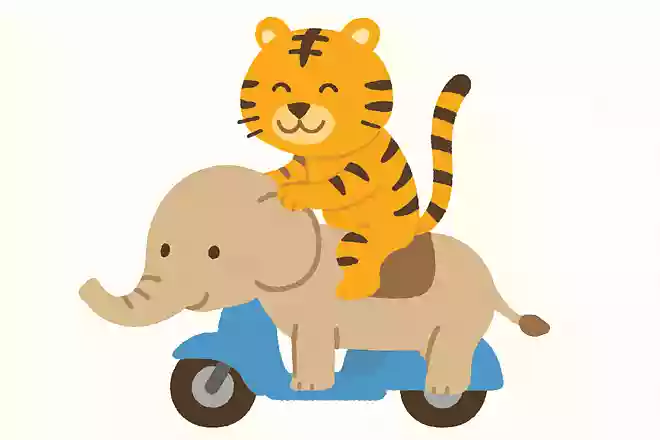 トラが乗っている乗り物は何でしょう?
