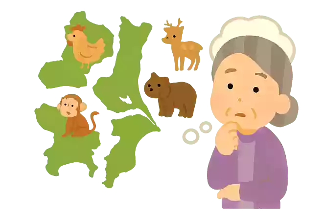 動物の名前が入っている県名が4つあります。どこでしょうか?