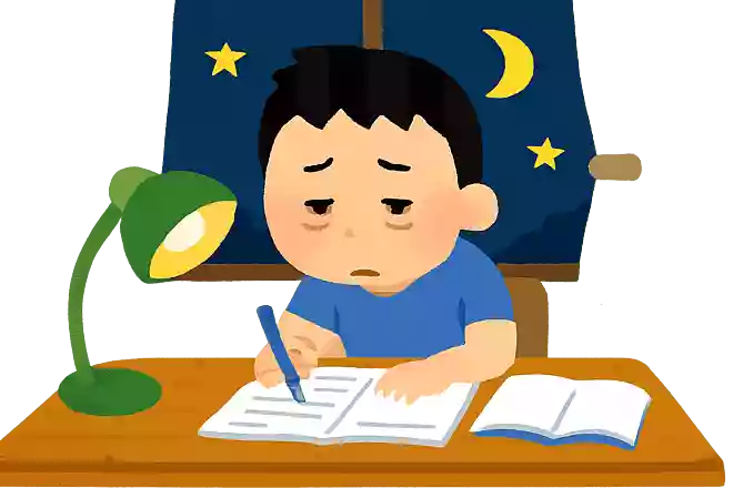 宿題を 徹夜で書いた 夏休み