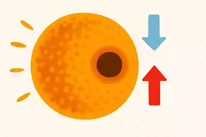 太陽の表面に見える黒点の温度は、周囲の部分に比べてどうなっているでしょうか?