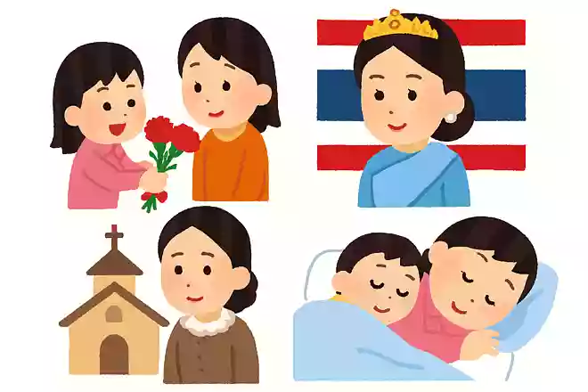 タイではシリキット王妃の誕生日が母の日とされている