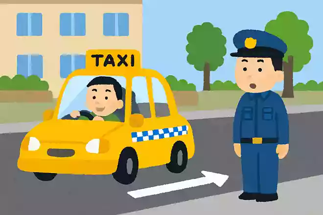 タクシーの運転手が反対向きに道路を走っています。でも警察官は注意しません。どうしてでしょうかNEW!