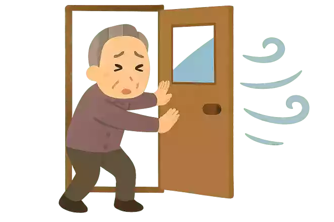 次郎君はドアを閉めようとしたら、強風で開いてしまいました。しめようとしましたが、ドアはしまりません。なぜでしょうか?