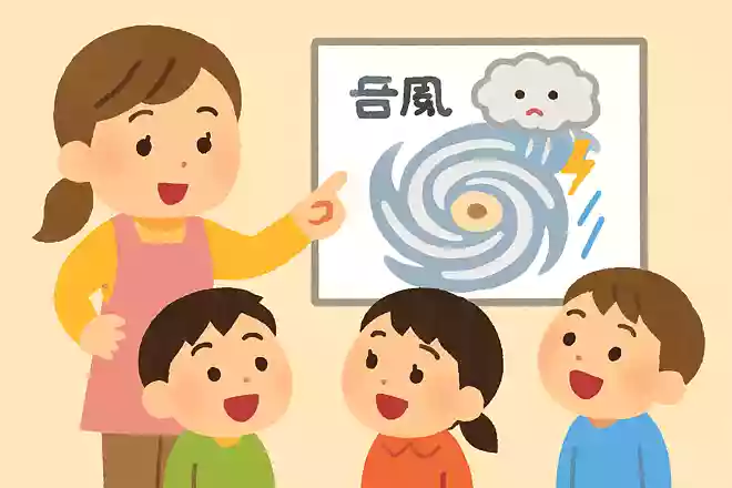 9月は「台風」が起こりやすい季節ですが、台風の真ん中、うすまきの中心のことをなんというでしょう。