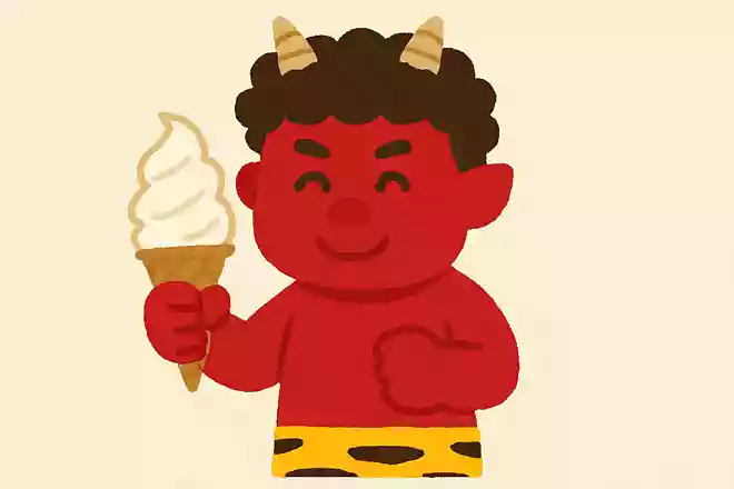 鬼が握っている食べ物は何でしょうか?