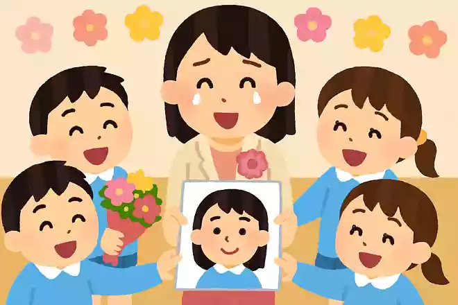 みんなで先生の似顔絵をプレゼント!