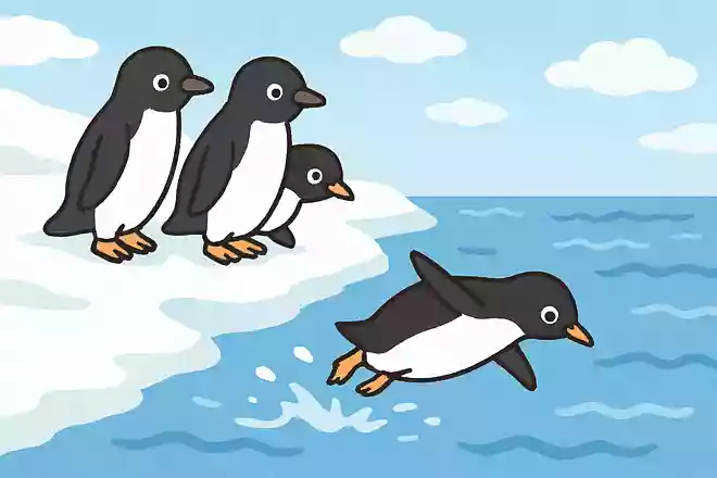 ペンギンは天敵がいるかもしれない海に入るとき、どのようにして入るでしょうか？NEW!