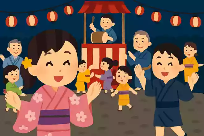 夏祭りなどで、おおぜいの人が輪になって、 民謡などにあわせておどるおどりはなんでしょう?NEW!