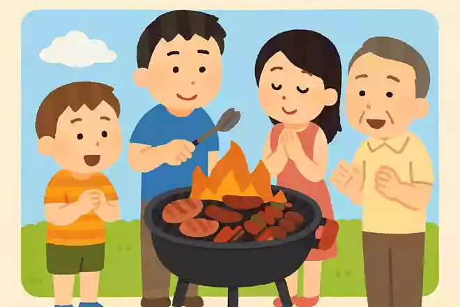 バーベキューグリルは夏の暖炉のようなものだ。皆がそれに引き寄せられる。NEW!ケイティー・リー