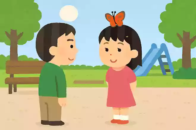 ある公園で太郎くんと花子さんが遊んでいました。太郎くんは西を、花子さんは東を向いてそれぞれ立っています。すると西を向いて立っている太郎くんが「いま、花子さんの頭の上にちょうちょが止まっている」と言いました。太郎くんは鏡などを持っていないのに、なぜ花子さんの頭の上にちょうちょが止まっていると分かったでしょうか?NEW!