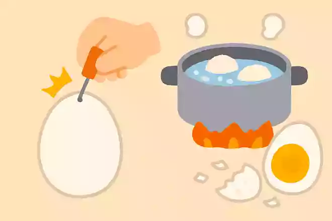 ゆで卵はゆでる前に穴を開けておくとむきやすくなるNEW!