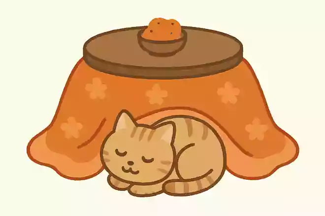 こたつの中で丸くなる猫NEW!